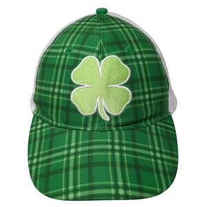 Wild Clover Snapback Trucker Hat Green OS Adjustable Mesh Back Tartan Plaid